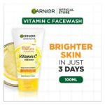 Garnier Skin Active Bright Complete Vitamin C Face Wash, 100ml - Cleanse, Remove Impurities, And Brightens Your Skin