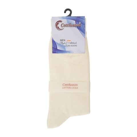 Cottheaven Men's Cotton Lycra Socks, Off White Cottheaven Men's Cotton Lycra Socks, Off White - Image 1