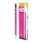 Dollar My Pencil Wow! Black Lead Pencil With Eraser HB 2, Pink Body, 12-Pack, PT222