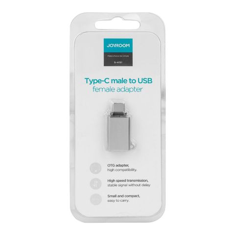 Joyroom Type-C Male To USB Female Adapter, Pearl Nickel, S-H151 Joyroom Type-C Male To USB Female Adapter, Pearl Nickel, S-H151 - Image 1