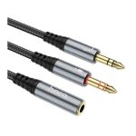 HOCO 2-In-1 3.5 Headset Audio Adapter Cable Female To Male, 0.5 Meter, UPA21