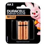 Duracell Everyday Alkaline Battery, 1.5V, AA, 2-Pack