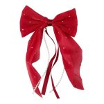 SJ Women's Hair Clip Bow, Red, BW-0081
